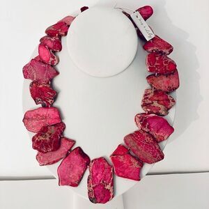 NWT Gorgeous Iris & Lily sterling silver genuine Pink Jasper gemstone Necklace
